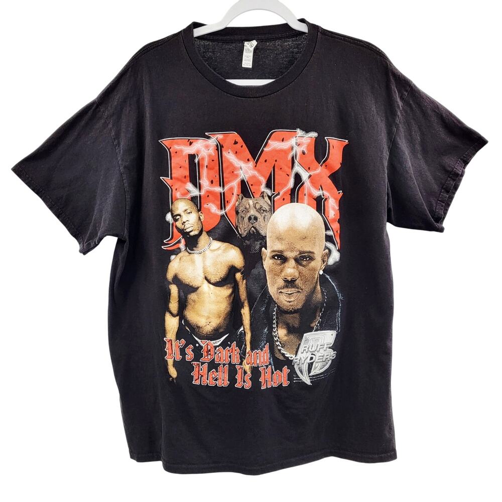 DMX It's Dark and Hell Is Hot RUFF RYDERS Black Red Hip-Hop Rap Tee Men's Sz XL